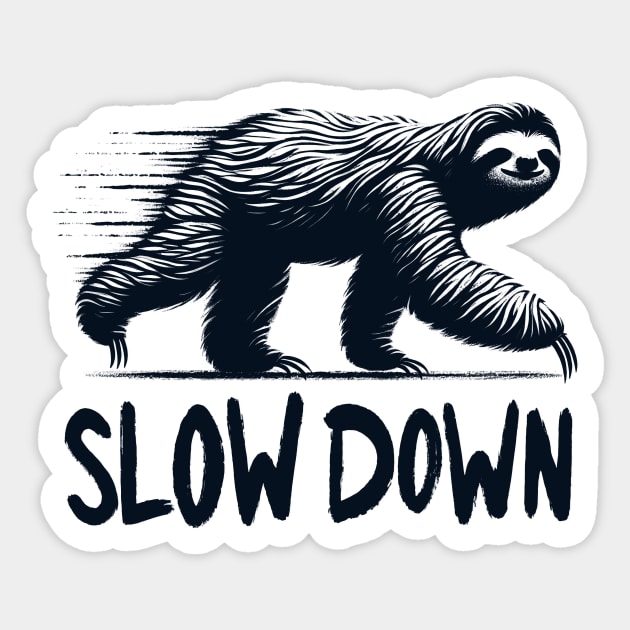 Slow Down-Sloth Sticker by CreativeSage
